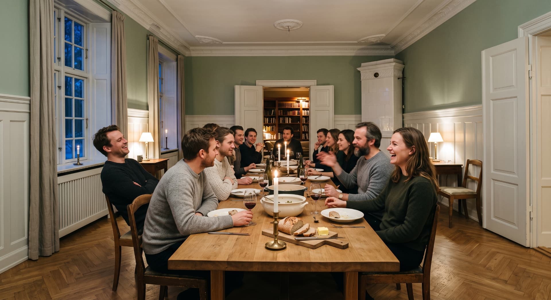 Visualisering af family dinner ved langbordet